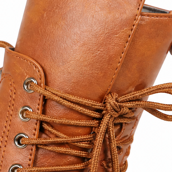Women's Brown Boots with Lace-Up | Zip-up