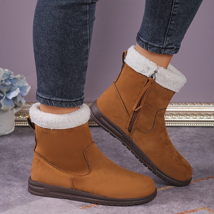 Women's Brown Boots with Plush Lining | Side Zip
