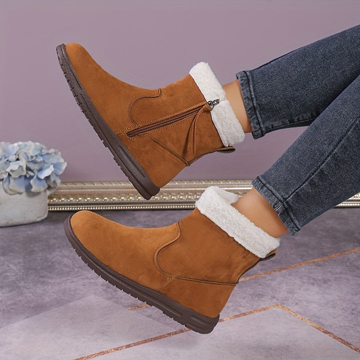 Women's Brown Boots with Plush Lining | Side Zip