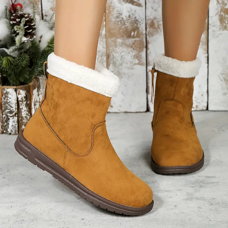 Women's Brown Boots with Plush Lining | Side Zip