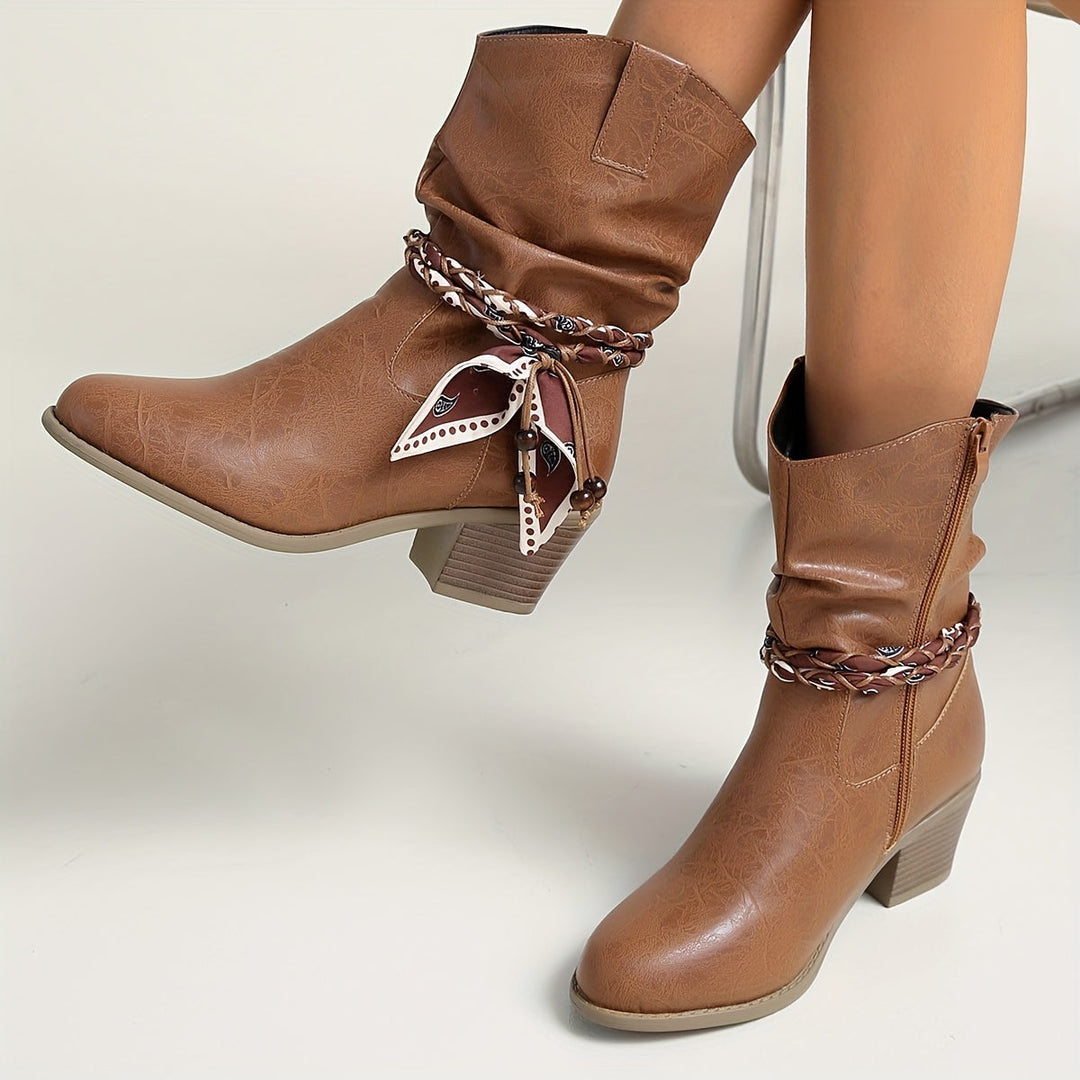 Women’s Brown Boots with Slouch Shaft | Mid Calf