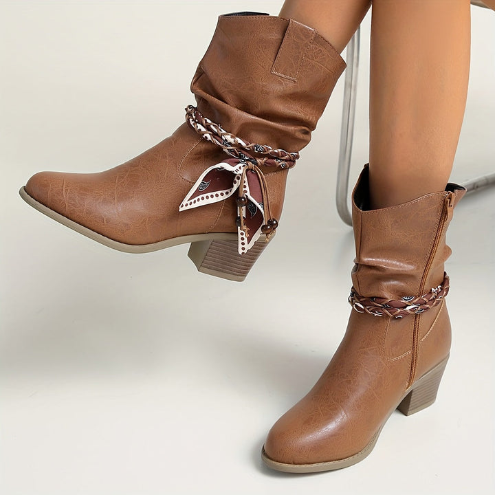 Women’s Brown Boots with Slouch Shaft | Mid Calf