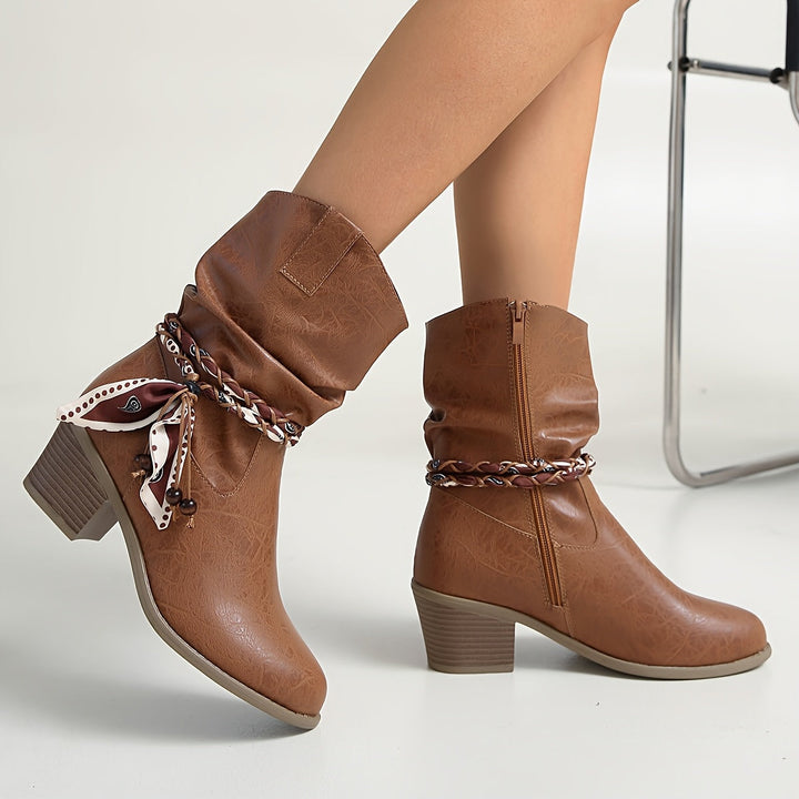 Women’s Brown Boots with Slouch Shaft | Mid Calf