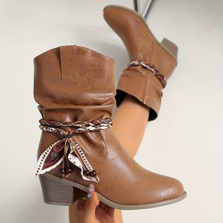 Women’s Brown Boots with Slouch Shaft | Mid Calf