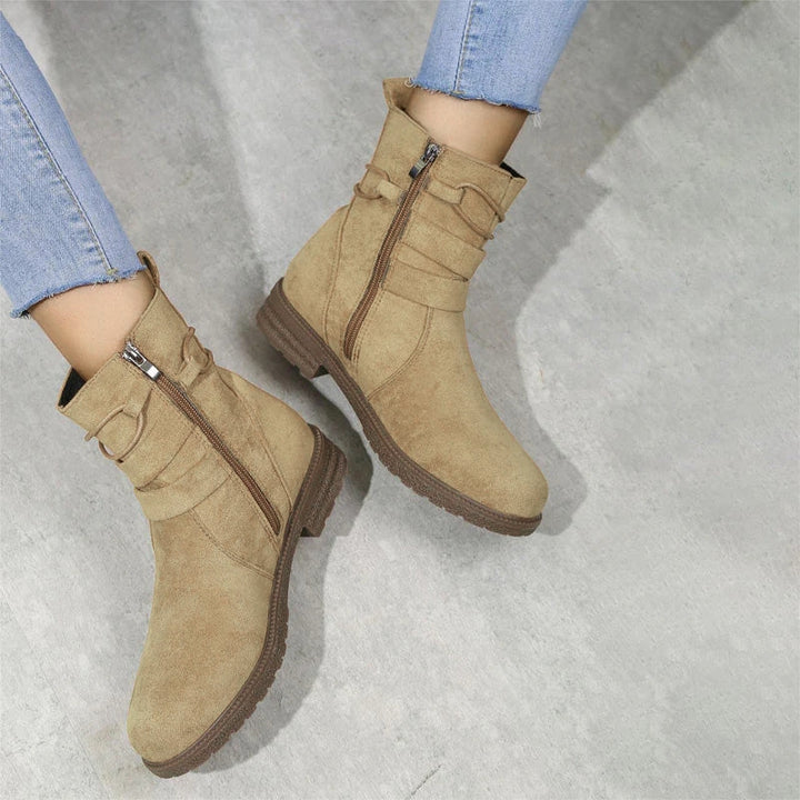 Women's Brown Boots with Tie & Buckle | Ankle