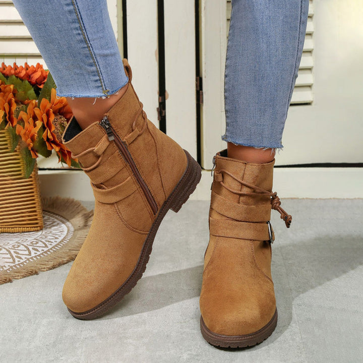 Women's Brown Boots with Tie & Buckle | Ankle