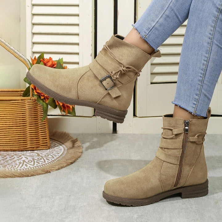 Women's Brown Boots with Tie & Buckle | Ankle