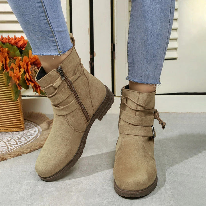 Women's Brown Boots with Tie & Buckle | Ankle