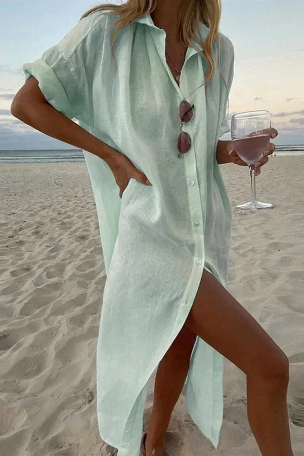 Women's Button-Up Shirt Dress | Maxi