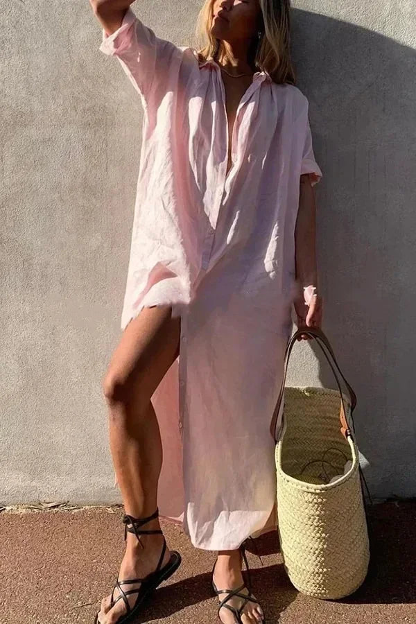 Women's Button-Up Shirt Dress | Maxi