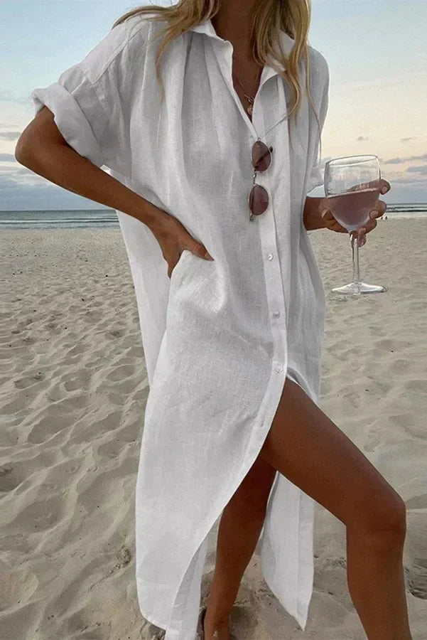 Women's Button-Up Shirt Dress | Maxi