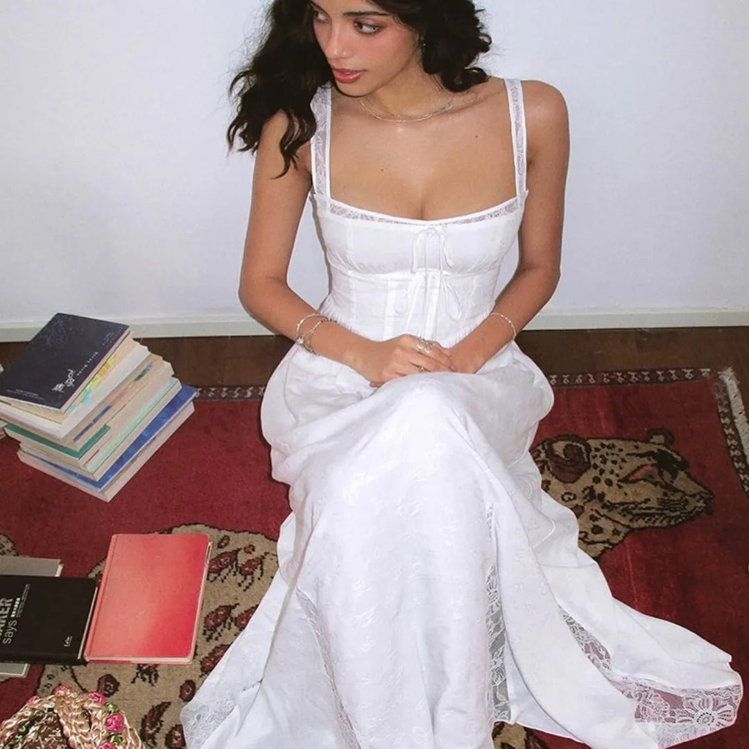 Women's Cami White Dress Corset | Maxi