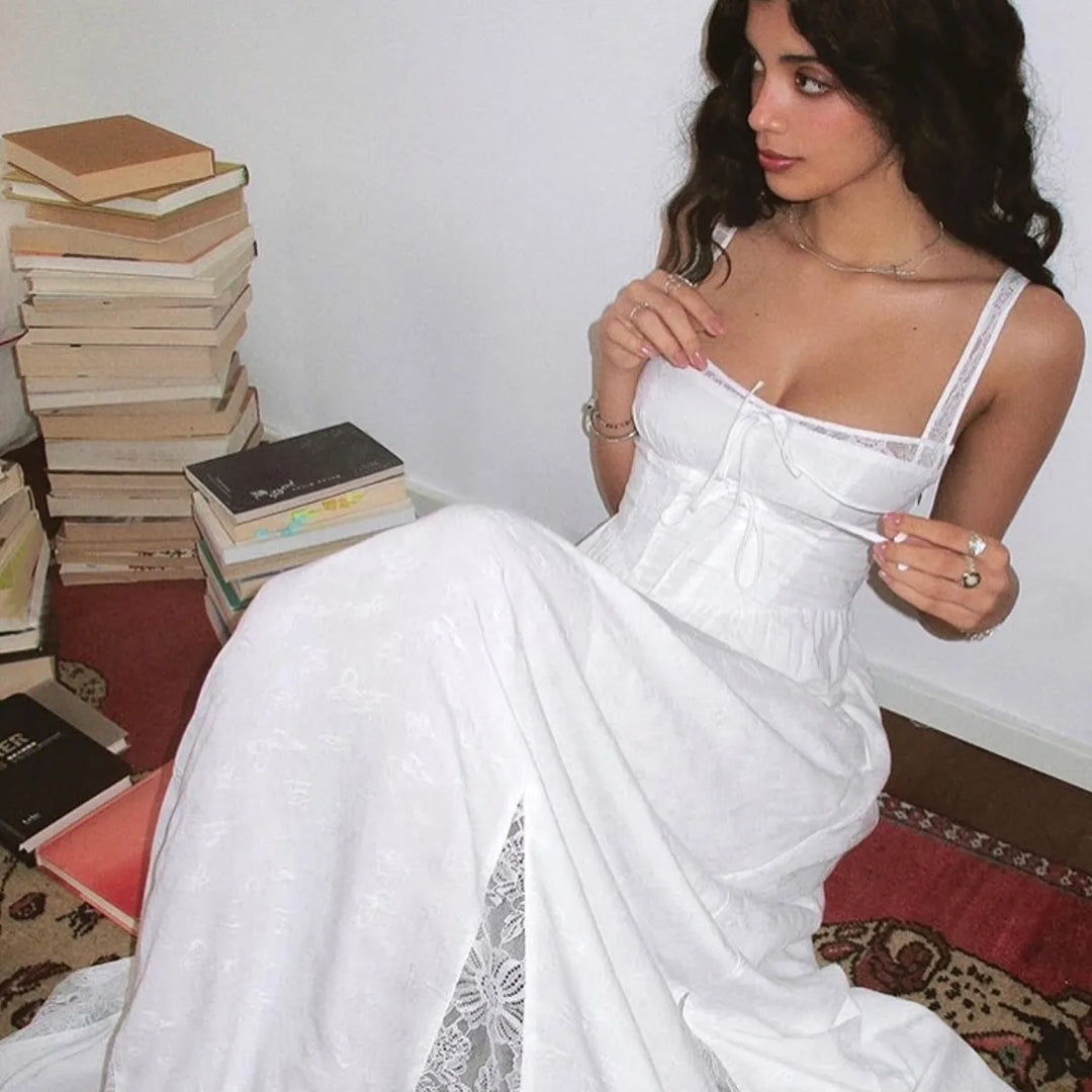 Women's Cami White Dress Corset | Maxi
