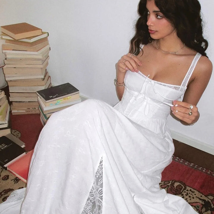 Women's Cami White Dress Corset | Maxi