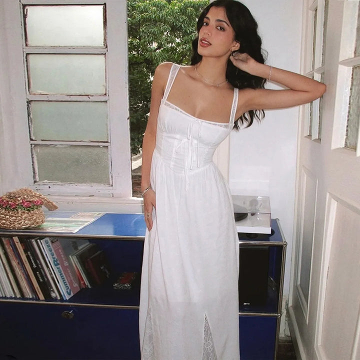 Women's Cami White Dress Corset | Maxi