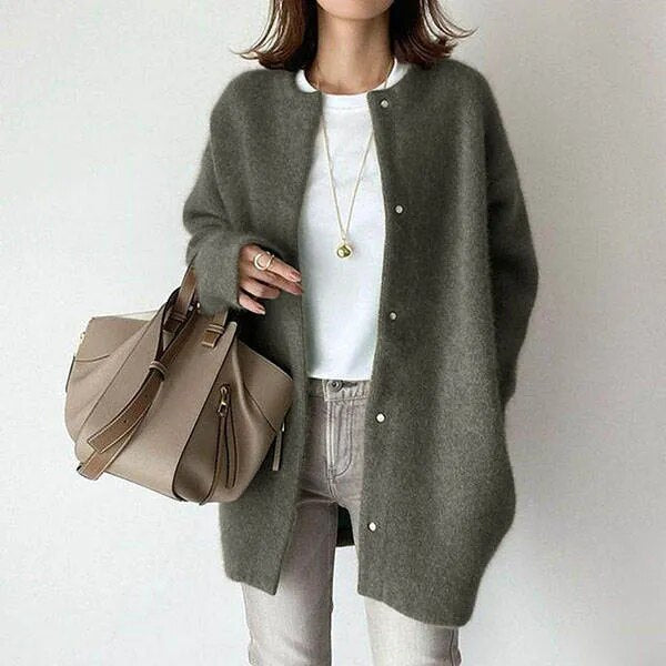 Women's Cardigan Knit Longline Oversized Button Up | Casual