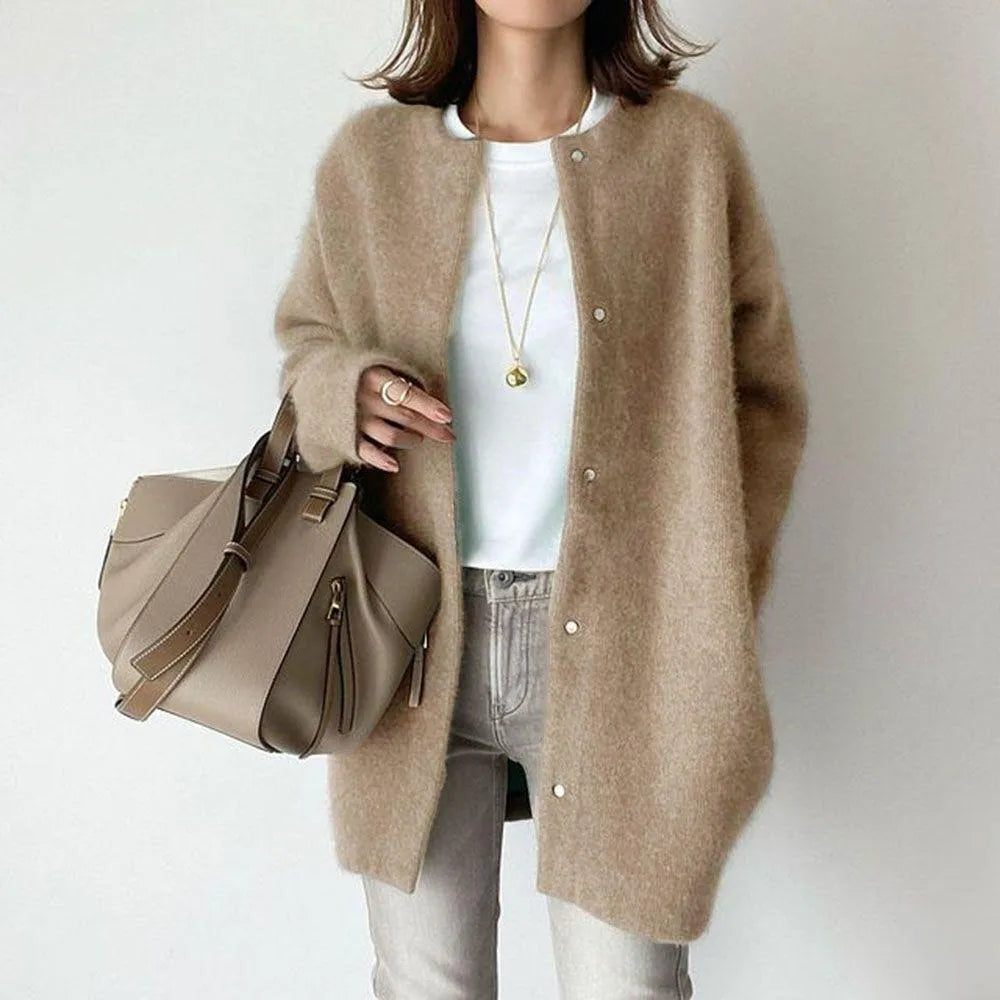Women's Cardigan Knit Longline Oversized Button Up | Casual