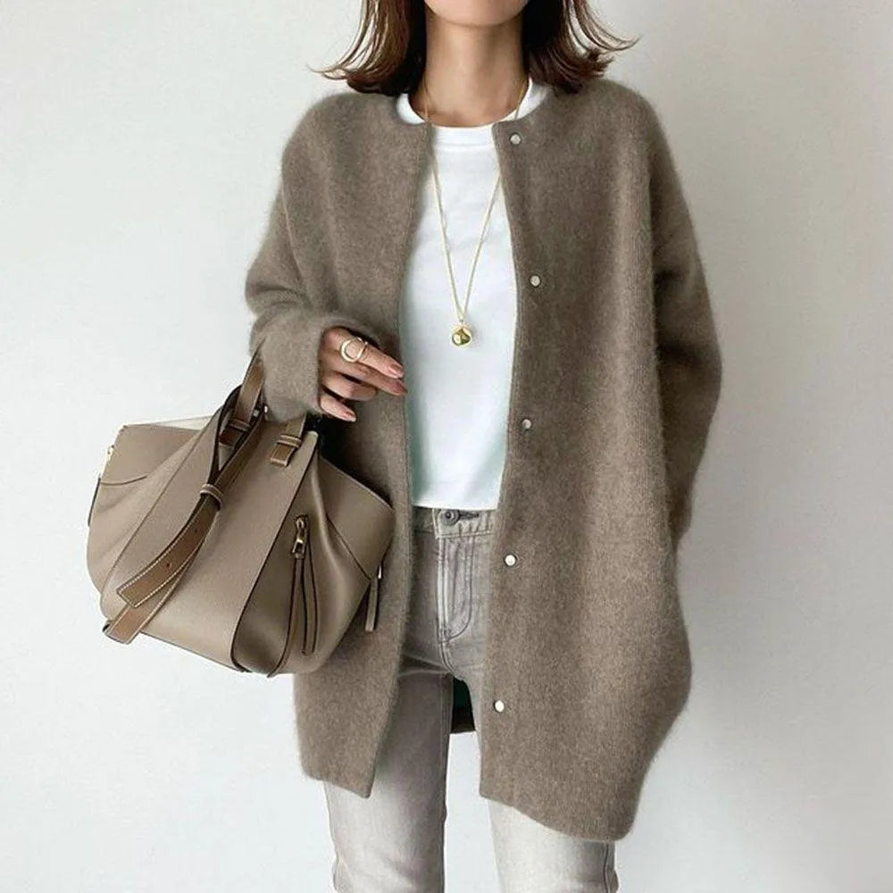 Women's Cardigan Knit Longline Oversized Button Up | Casual