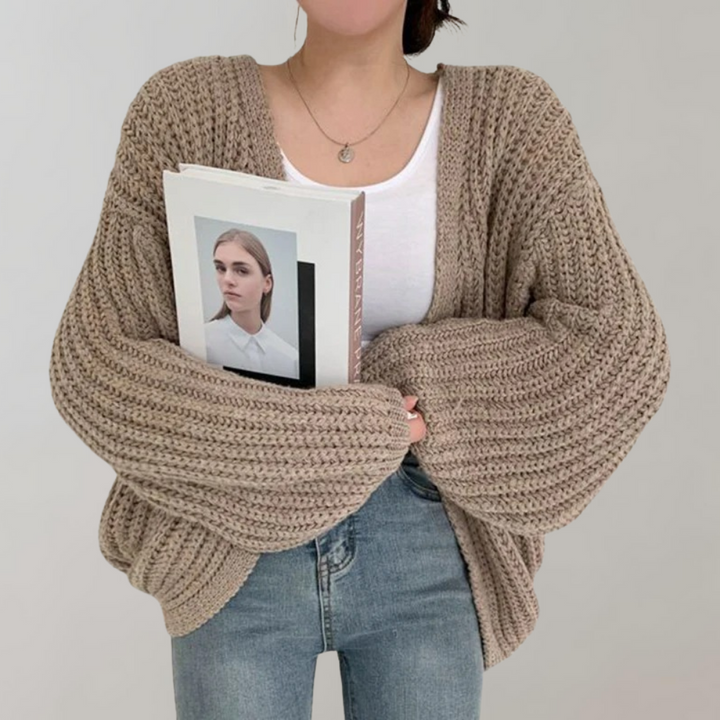 Women's Cardigan with Chunky Knit & Open Front | Oversized