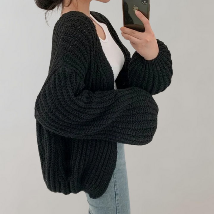 Women's Cardigan with Chunky Knit & Open Front | Oversized