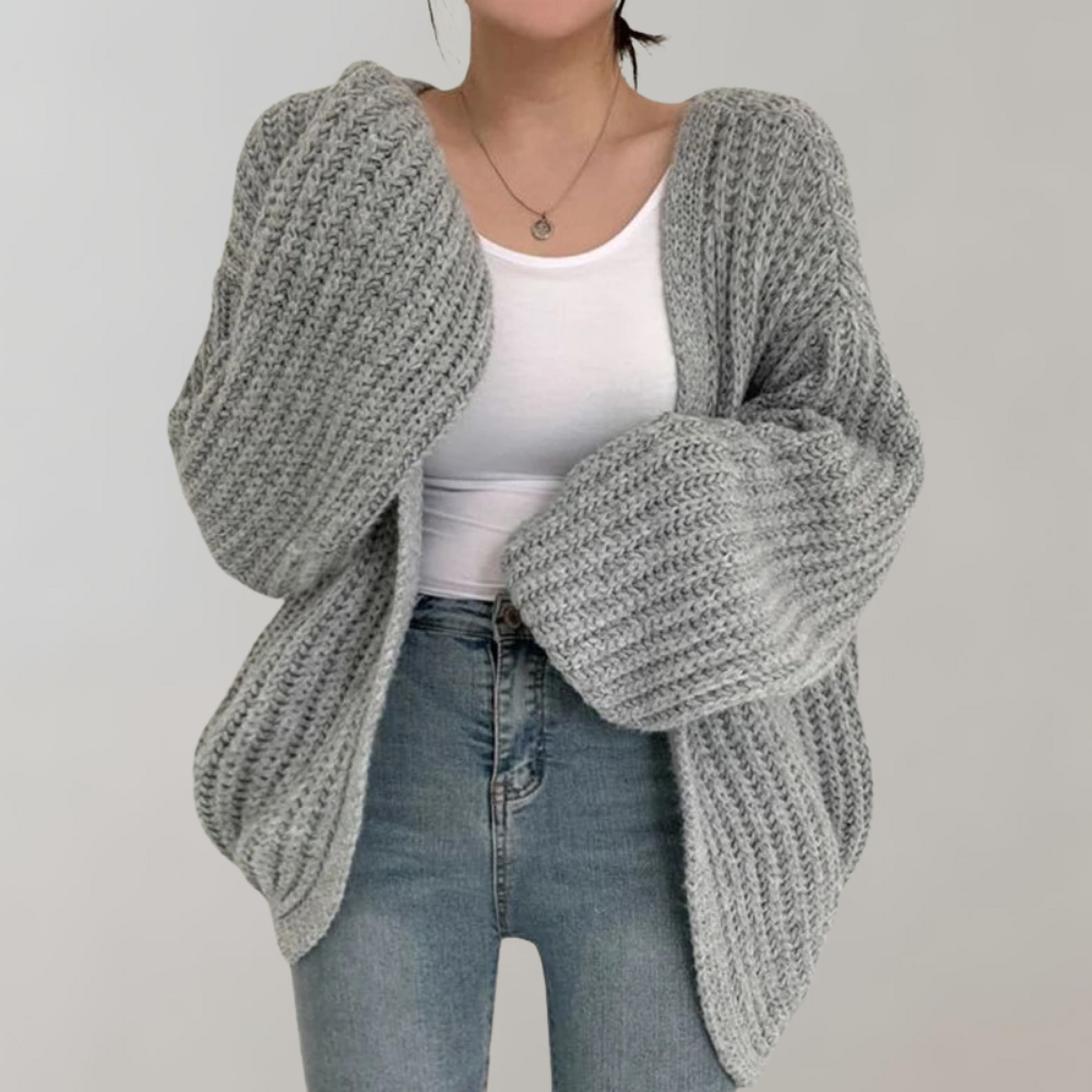 Women's Cardigan with Chunky Knit & Open Front | Oversized