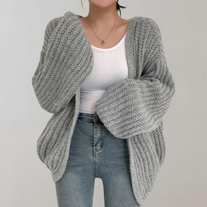Women's Cardigan with Chunky Knit & Open Front | Oversized
