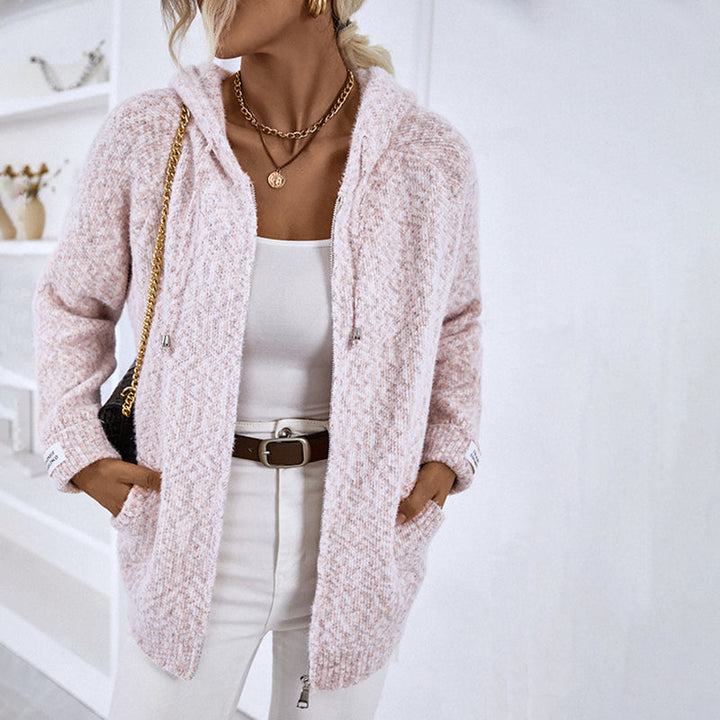 Women's Cardigan with Hood & Zip Up | Knitted