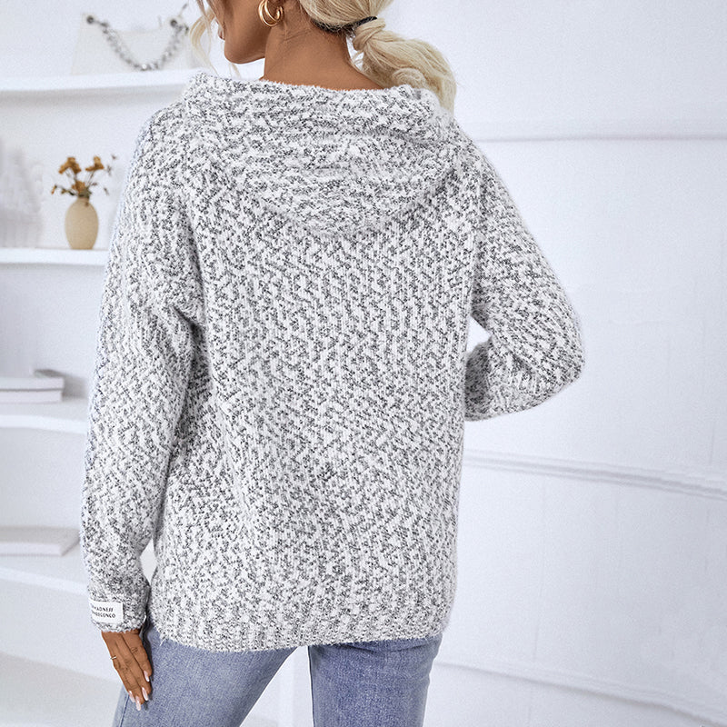 Women's Cardigan with Hood & Zip Up | Knitted