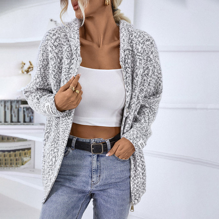 Women's Cardigan with Hood & Zip Up | Knitted