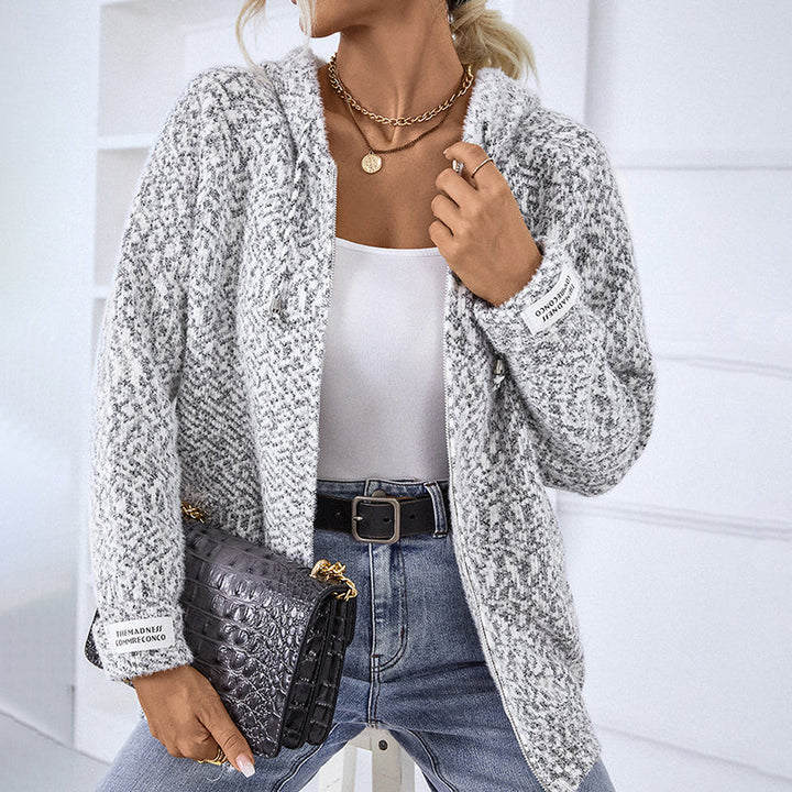 Women's Cardigan with Hood & Zip Up | Knitted