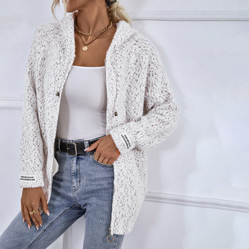 Women's Cardigan with Hood & Zip Up | Knitted