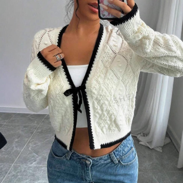 Women's Cardigan with Tie Bow Front | Knit Crop