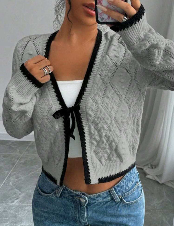 Women's Cardigan with Tie Bow Front | Knit Crop