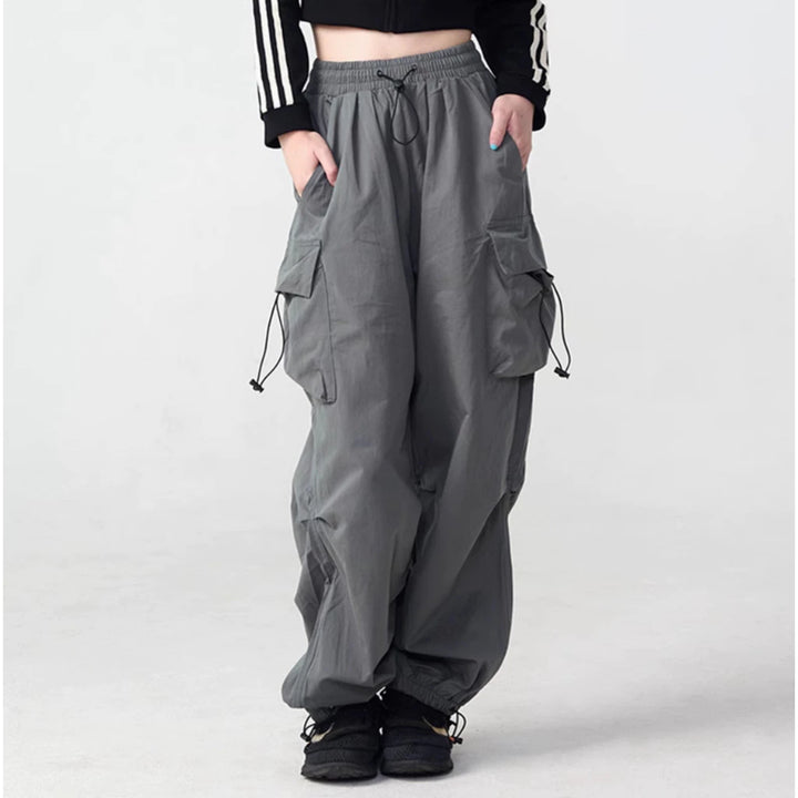 Women's Cargo Pants with Drawstring Cuffs | Baggy Parachute Style