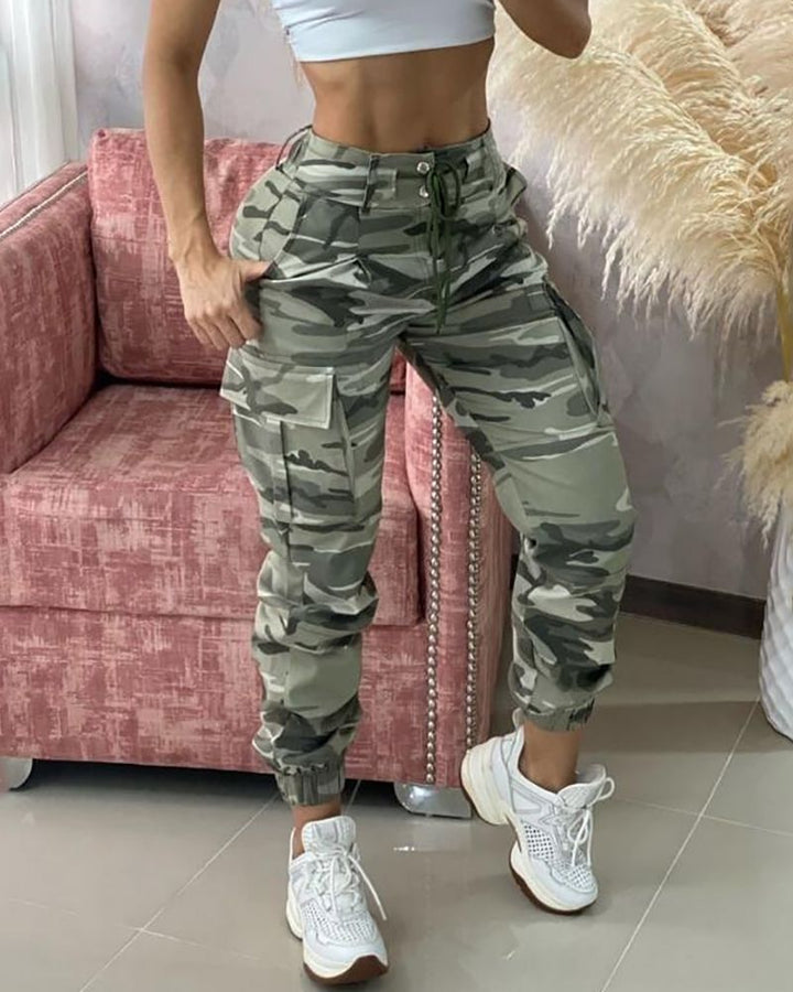 Women's Cargo Pants with Elastic Cuffs | Camo Jogger