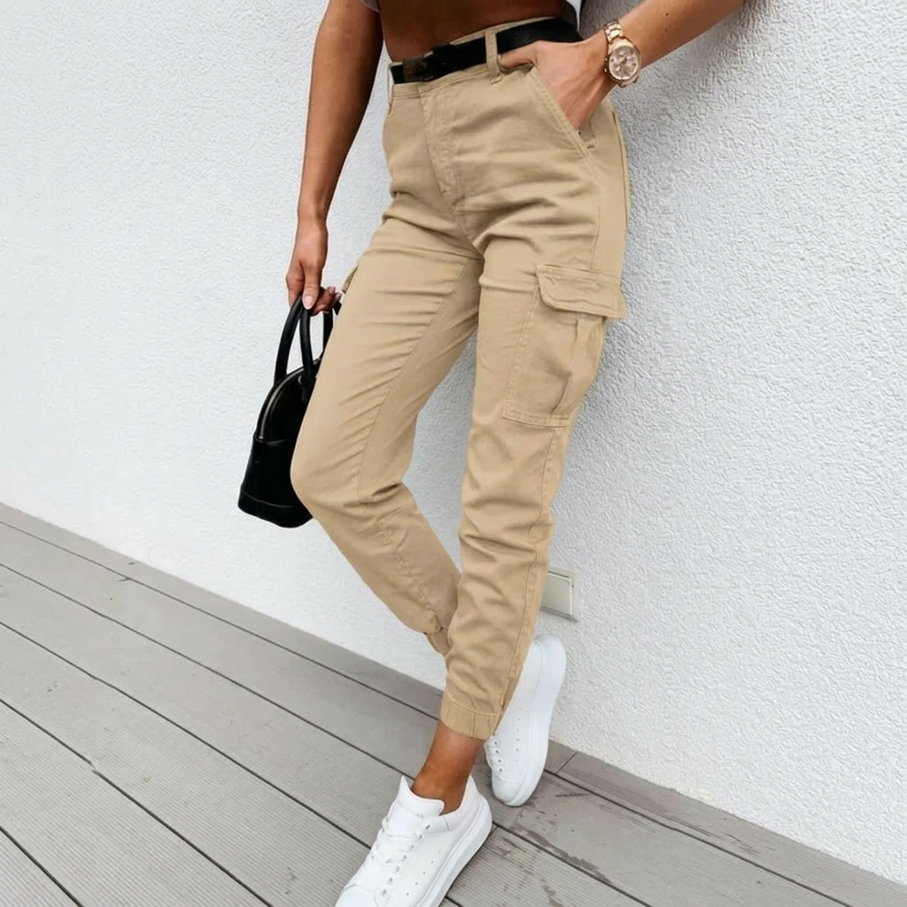 Women's Cargo Pants with Flap Pockets | Tapered
