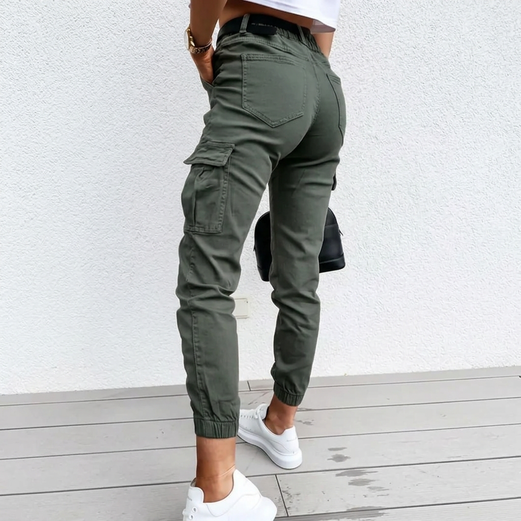 Women's Cargo Pants with Flap Pockets | Tapered