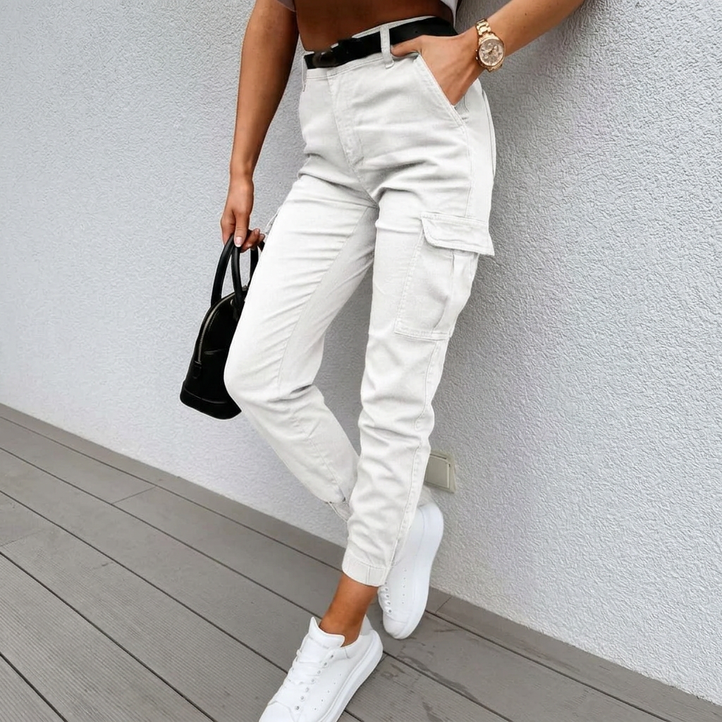 Women's Cargo Pants with Flap Pockets | Tapered