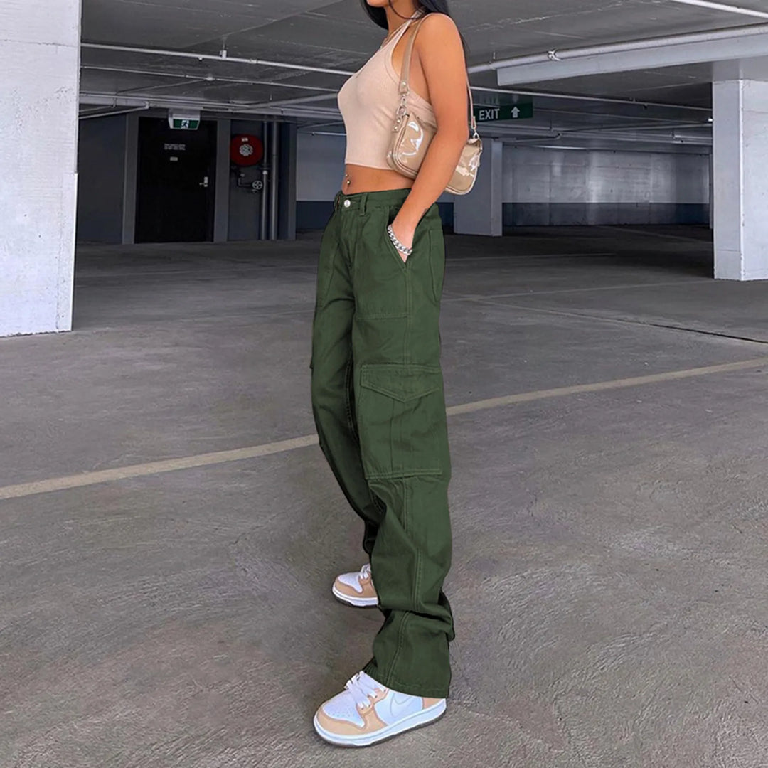 Women's Cargo Pants with High Waist | Wide Leg