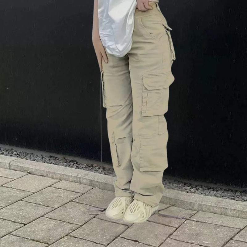 Women's Cargo Pants with Multi Pockets & Wide Leg | Baggy
