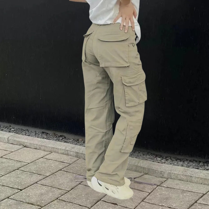 Women's Cargo Pants with Multi Pockets & Wide Leg | Baggy