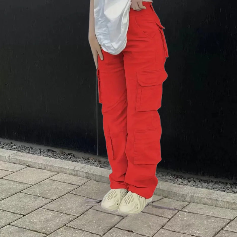 Women's Cargo Pants with Multi Pockets & Wide Leg | Baggy