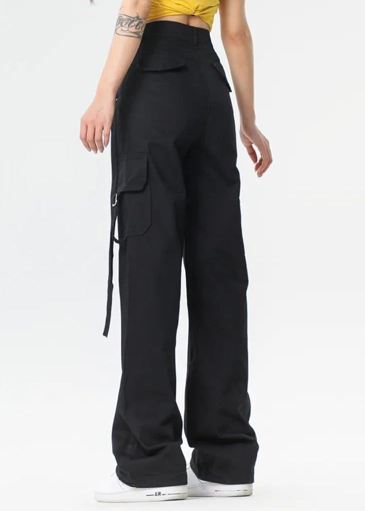 Women's Cargo Pants with Tie Straps | Wide Leg