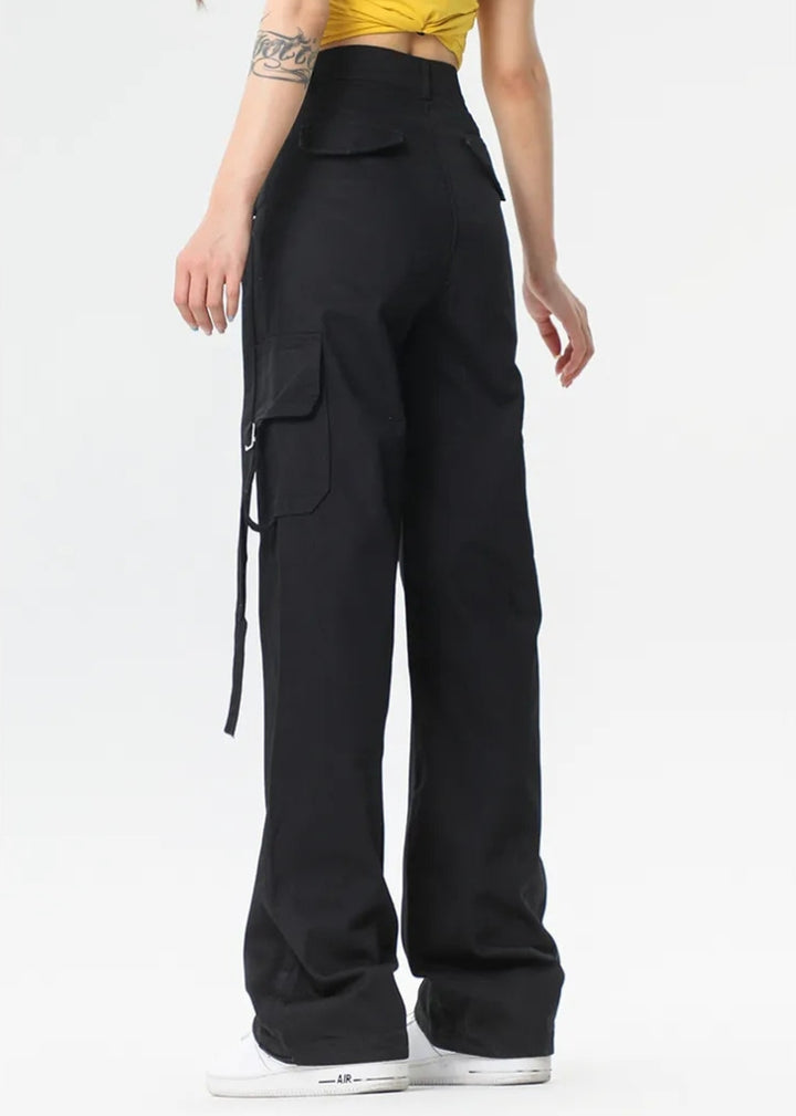 Women's Cargo Pants with Tie Straps | Wide Leg