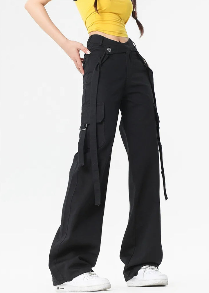 Women's Cargo Pants with Tie Straps | Wide Leg