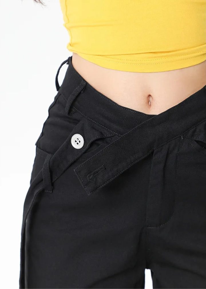Women's Cargo Pants with Tie Straps | Wide Leg