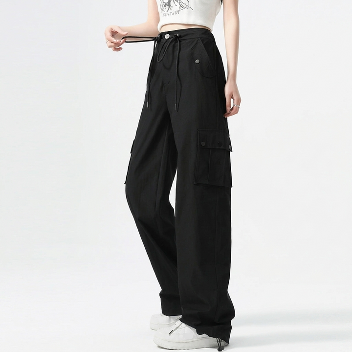 Women's Cargo Pants with Tie Straps | Wide Leg