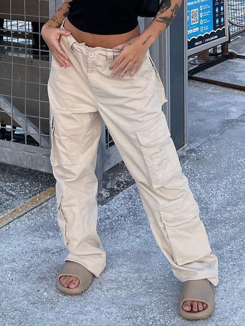 Women's Cargo Pants with Wide Leg & SIde Pockets | Relaxed Baggy