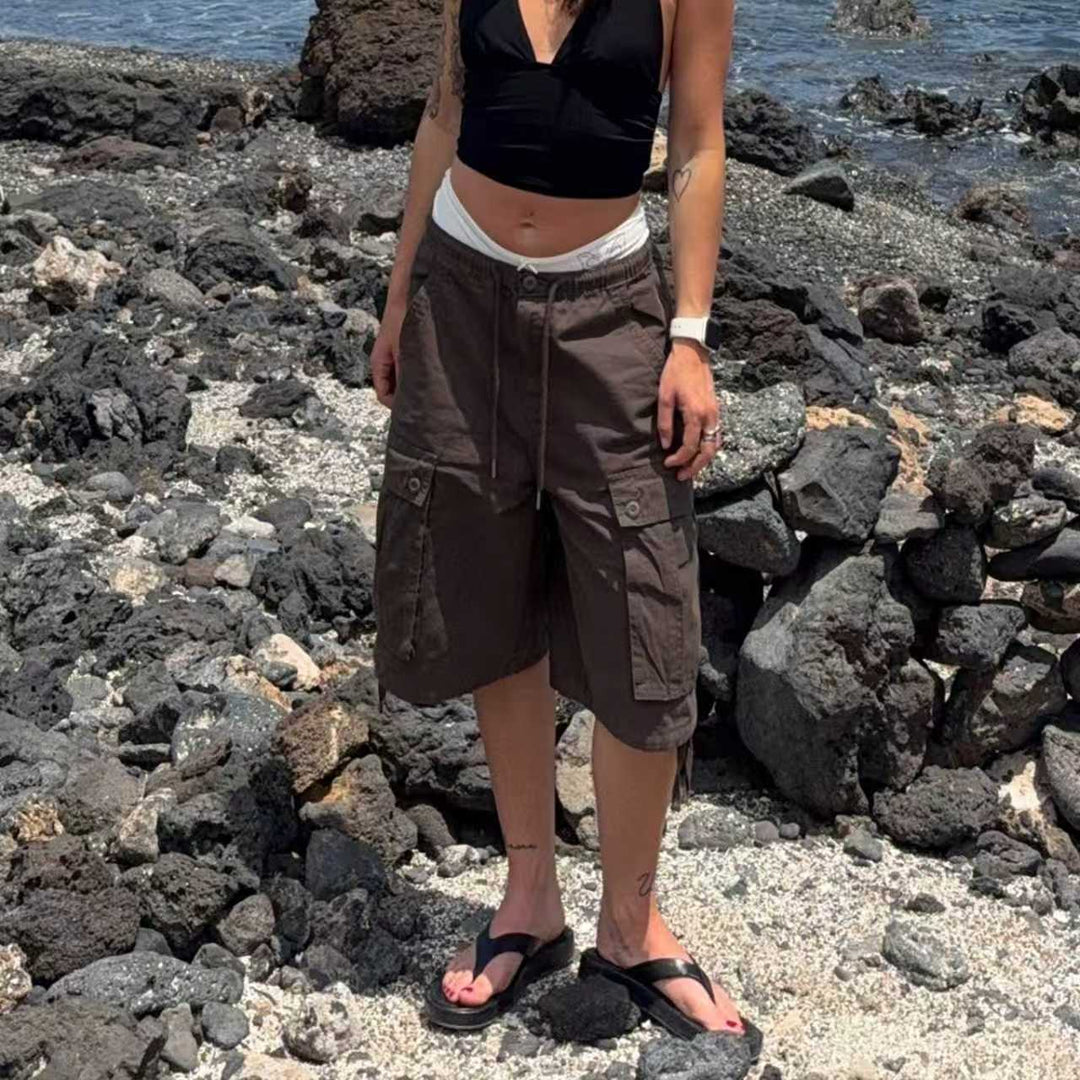 Women's Cargo Shorts Elastic Waist | Knee-Length