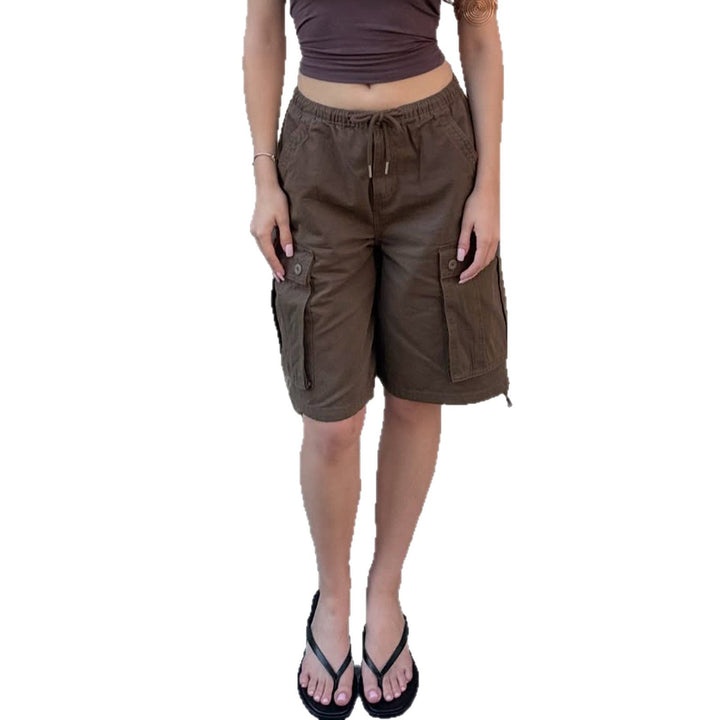 Women's Cargo Shorts Elastic Waist | Knee-Length